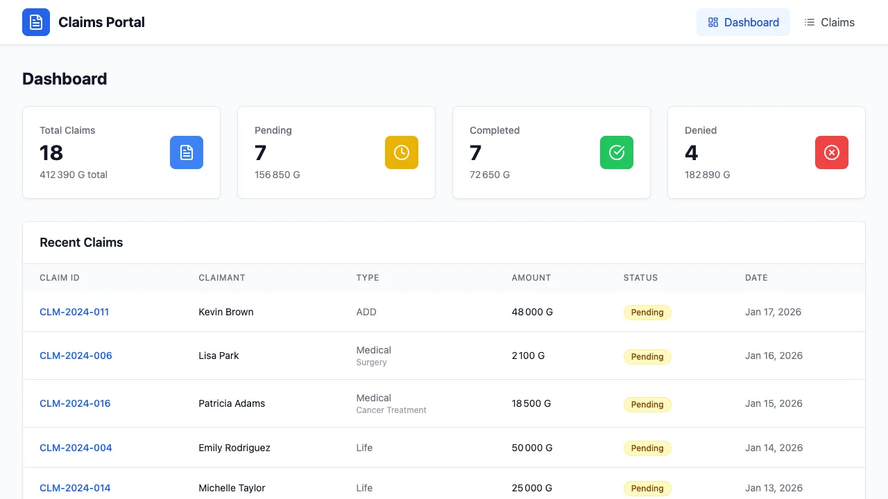 Enterprise Insurance Platform screenshot